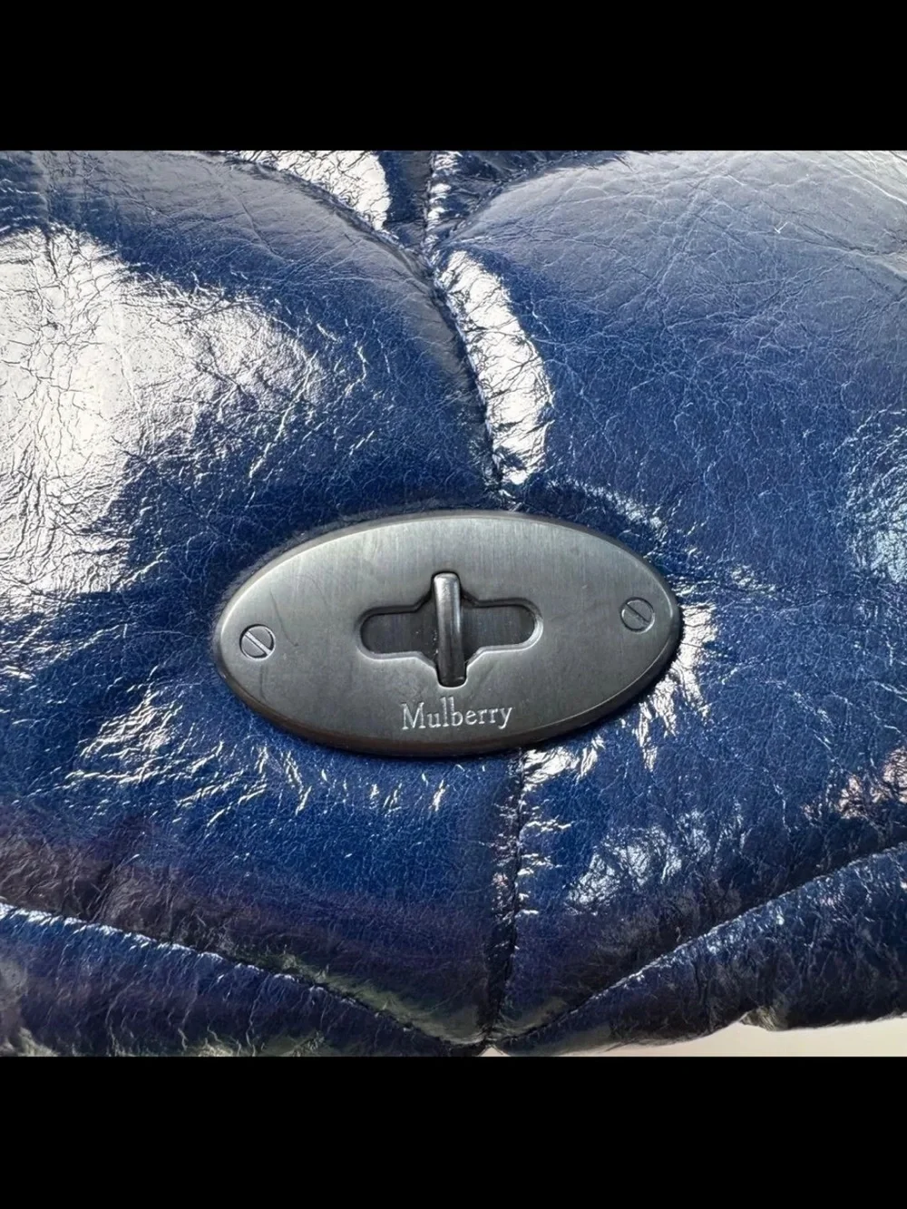 Mulberry Patent Quilted Crossbody in Navy